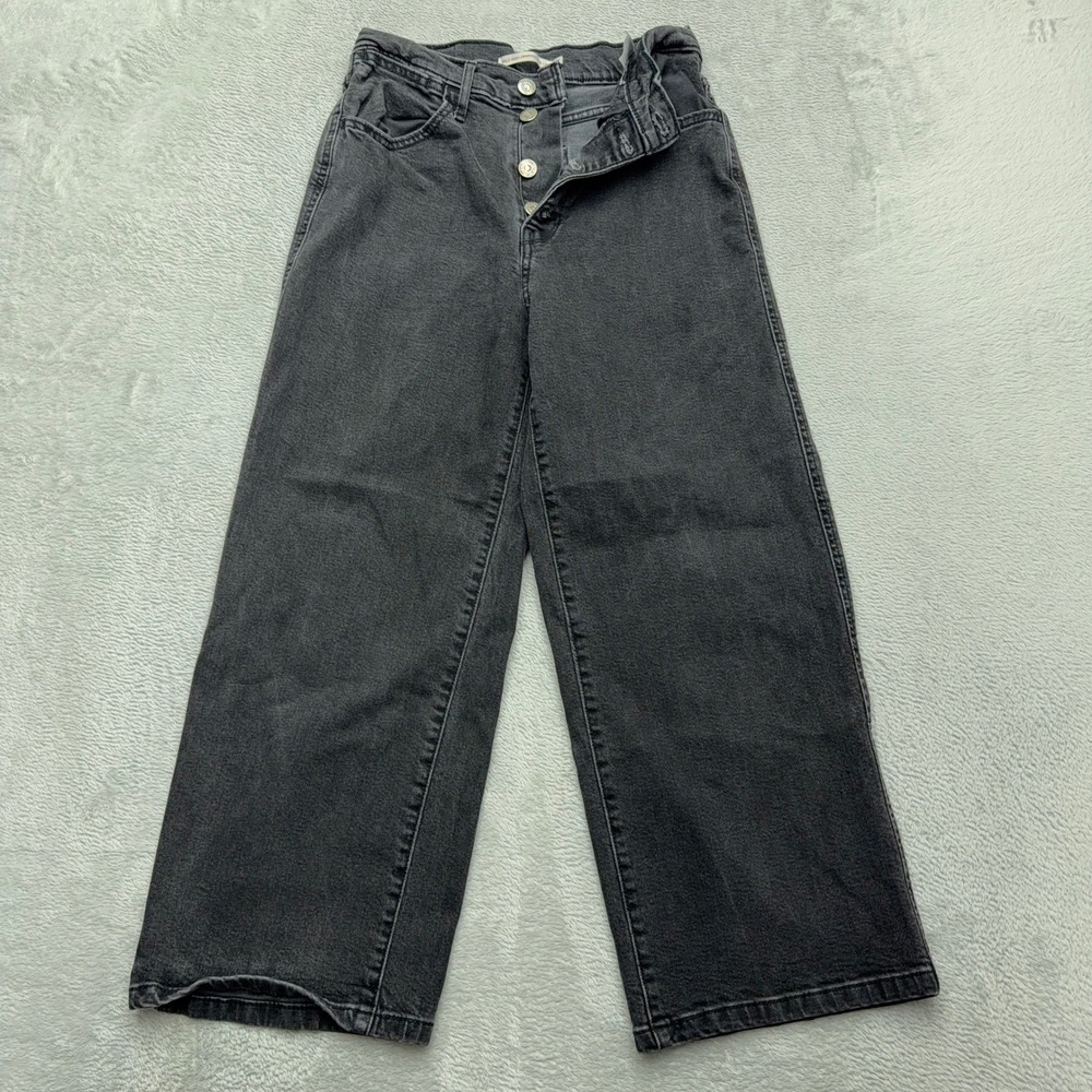 Levi's Jeans Womens 27 Black Mile High Cropped Wide Leg Button Fly Denim Pants